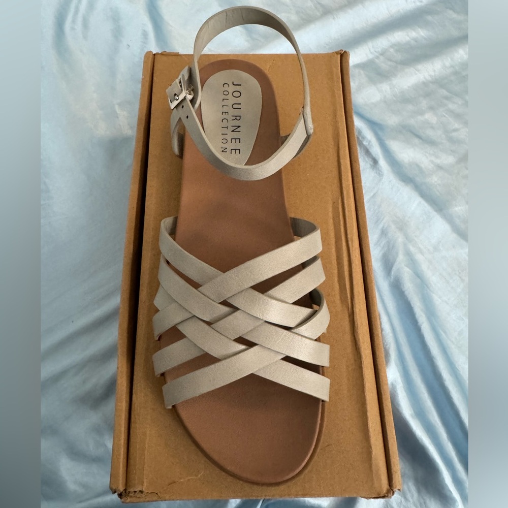 Journee Collection Silver Sandals with Criss-Cross Design